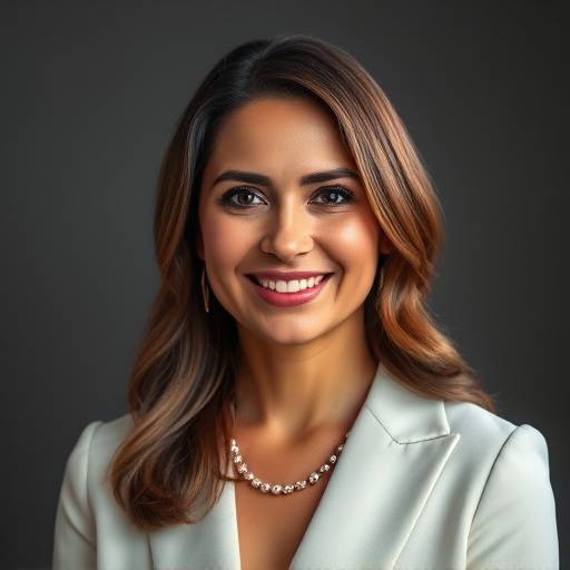 Retrato profissional de Maria Fernanda Oliveira, gerente de marketing da Elegância Brasileira.